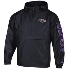 Baltimore Ravens Champion Packable Windbreaker Half-Zip Jacket Black | NFL