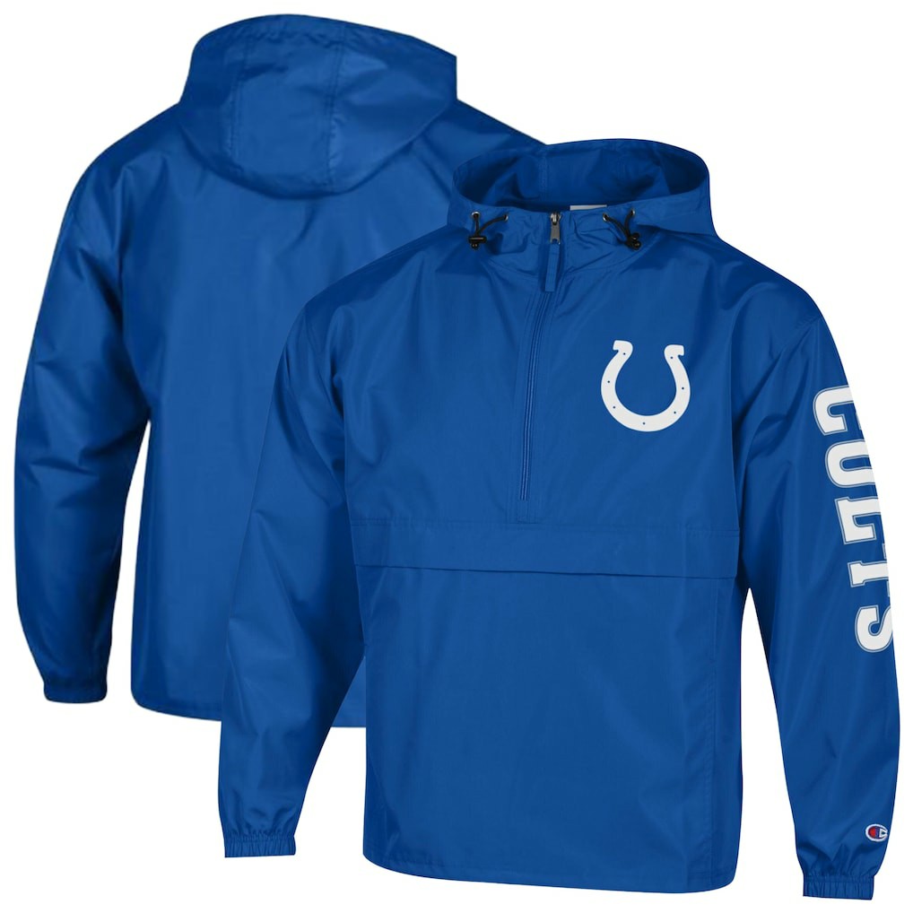 Indianapolis Colts Champion Packable Windbreaker Half-Zip Jacket Royal | NFL