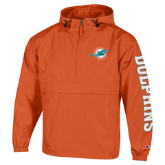 Miami Dolphins Champion Packable Windbreaker Half-Zip Jacket Orange | NFL