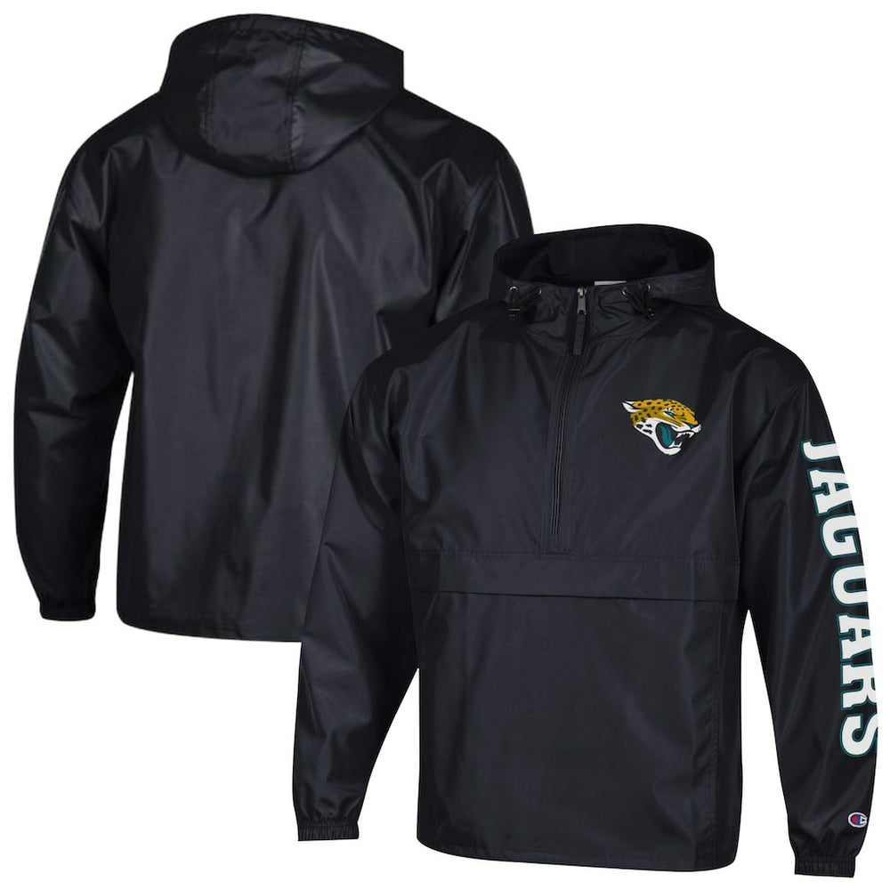 Jacksonville Jaguars Champion Packable Windbreaker Half-Zip Jacket Black | NFL