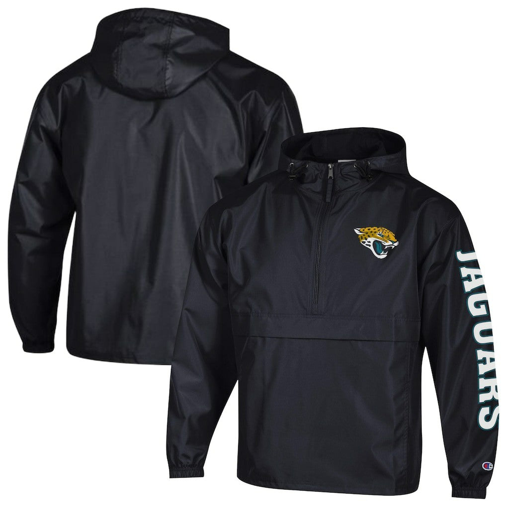 Jacksonville Jaguars Champion Packable Windbreaker Half-Zip Jacket Black | NFL