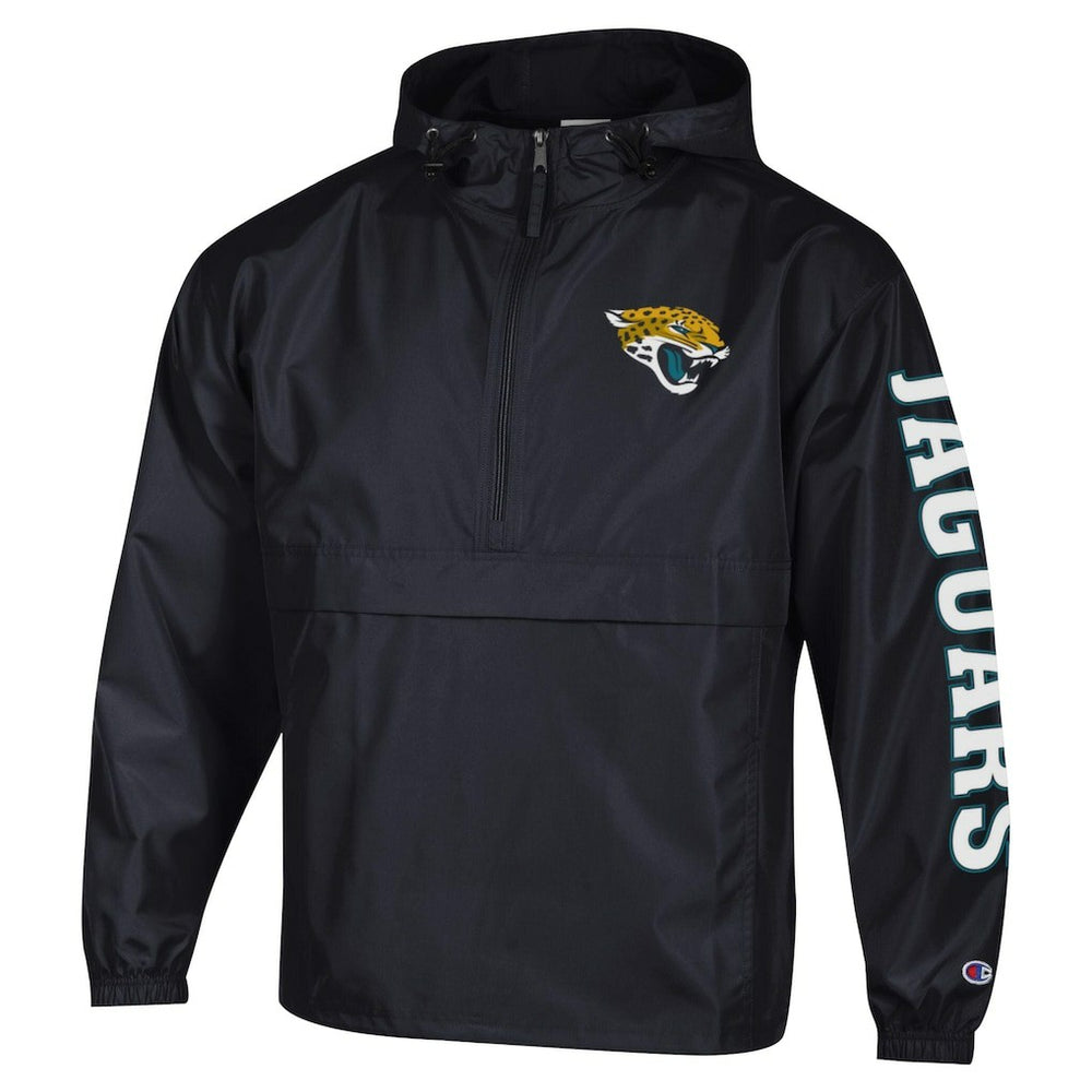 Jacksonville Jaguars Champion Packable Windbreaker Half-Zip Jacket Black | NFL