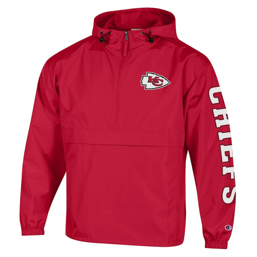 Kansas City Chiefs Champion Packable Windbreaker Half-Zip Jacket Red | NFL