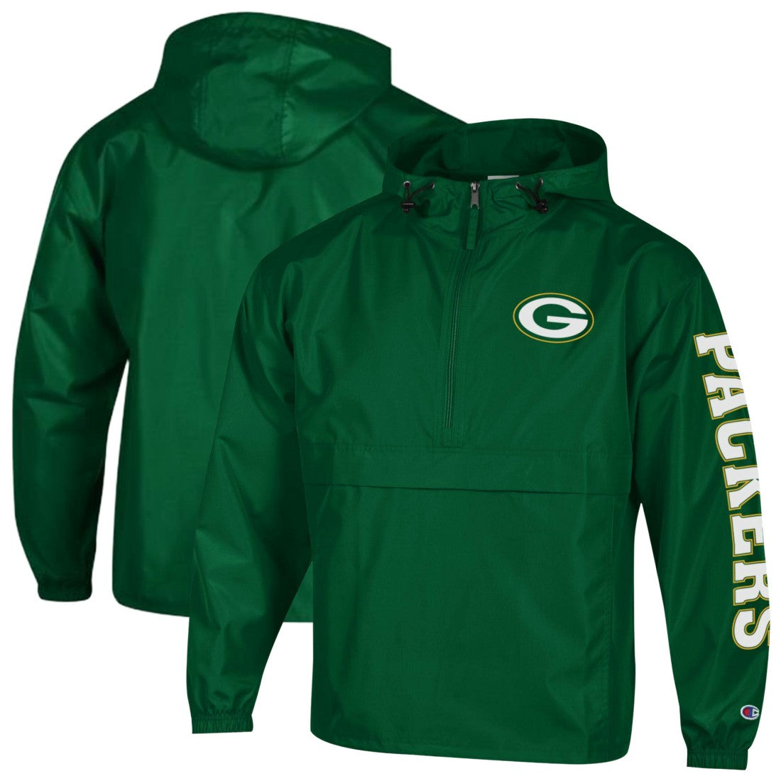 Green Bay Packers Champion Packable Windbreaker Half-Zip Jacket Green | NFL