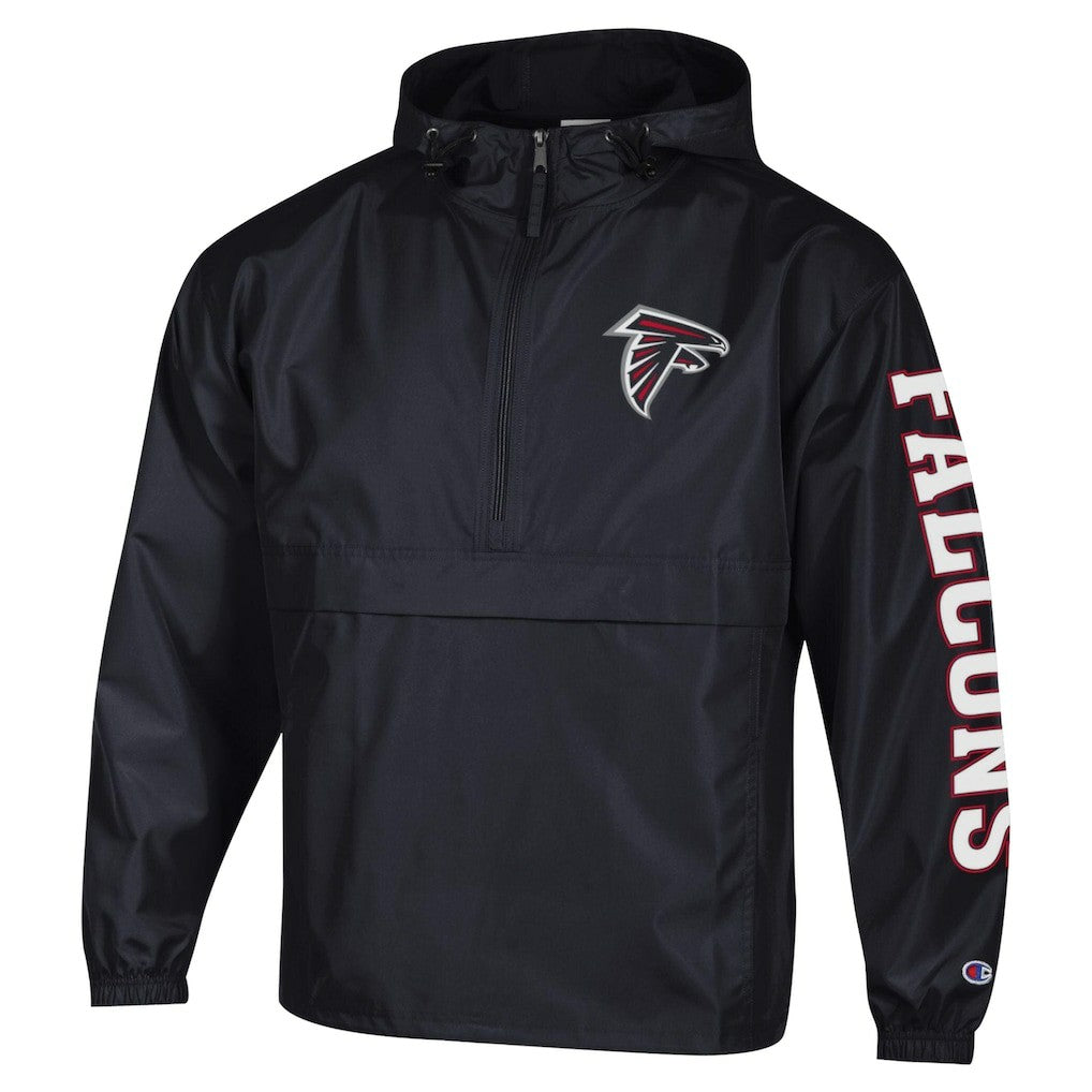 Atlanta Falcons Champion Packable Windbreaker Half-Zip Jacket Black | NFL