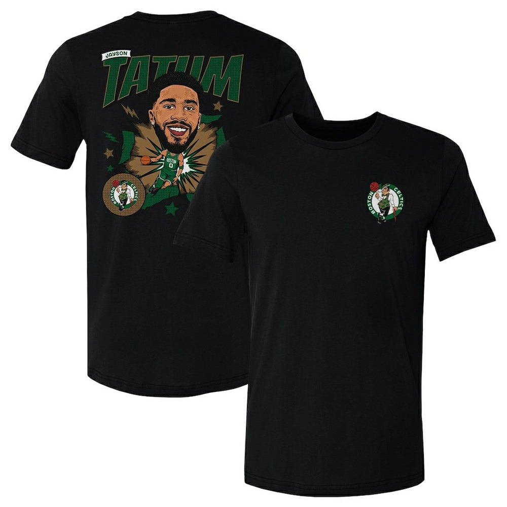 Jayson Tatum Boston Celtics 500 Level Caricature T-Shirt Black - NBA