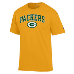 Green Bay Packers Champion Arch Over Logo T-Shirt Gold | NFL