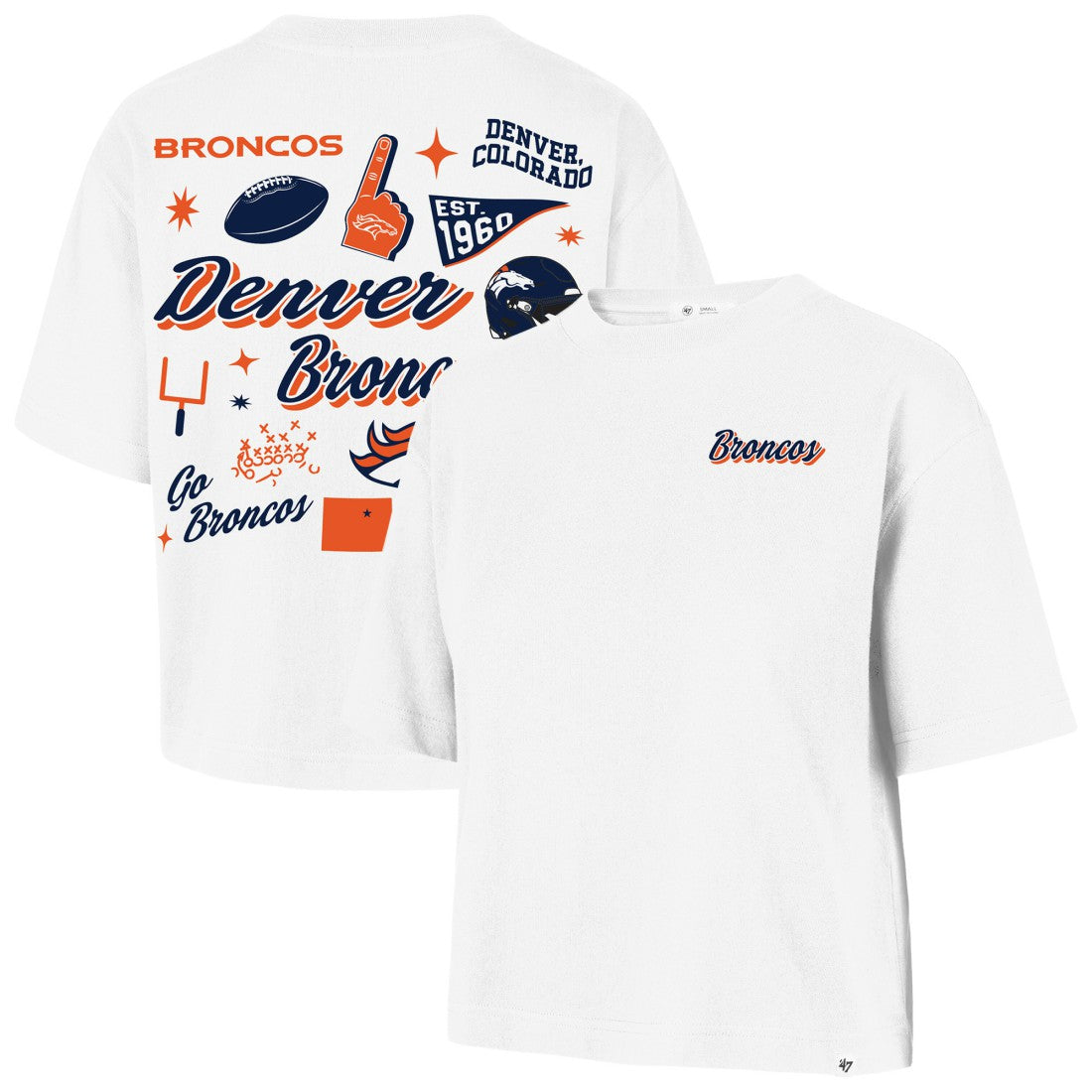 Denver Broncos '47 Women's Collage Script Reed City T-Shirt White | 47 brand