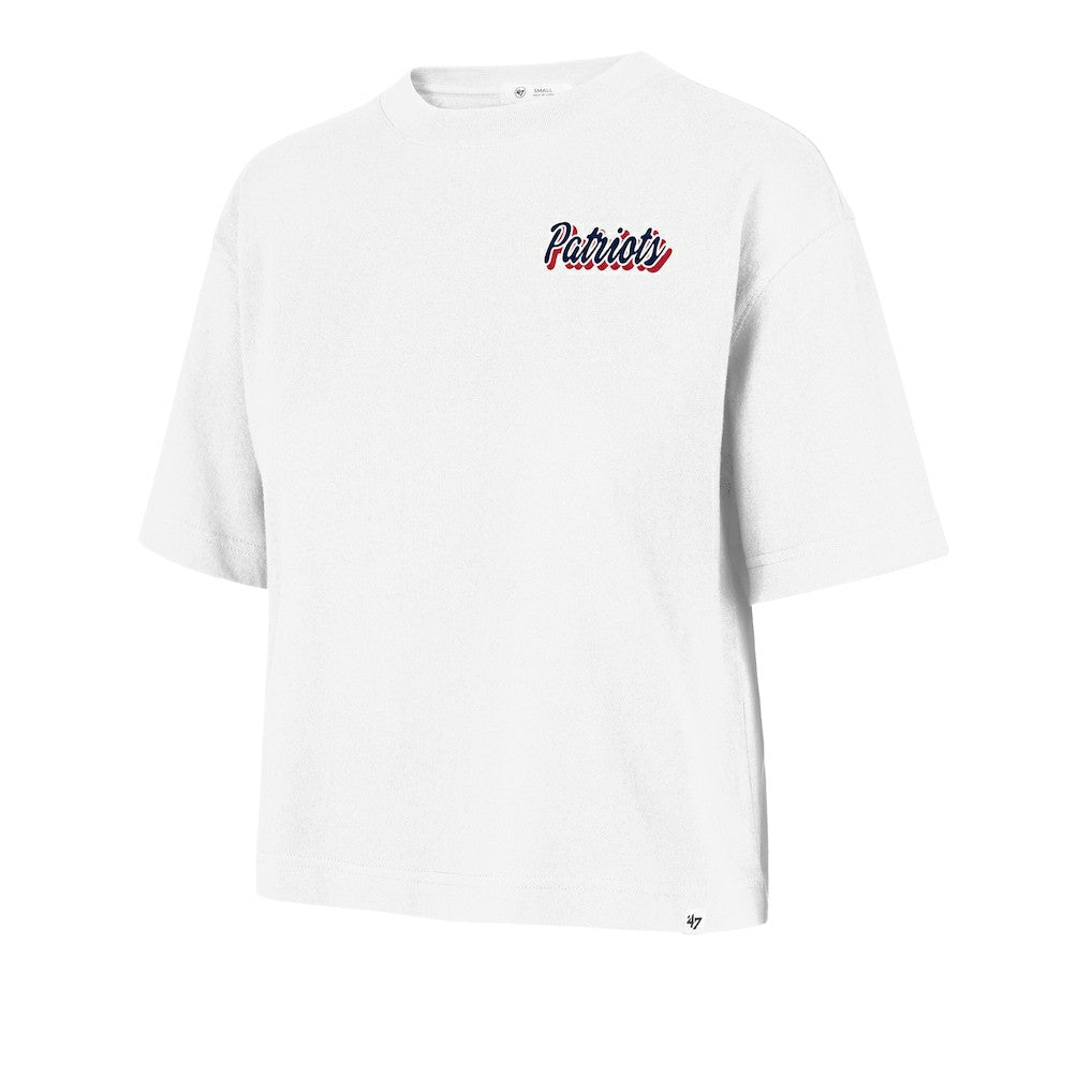 New England Patriots '47 Women's Collage Script Reed City T-Shirt White | 47 brand