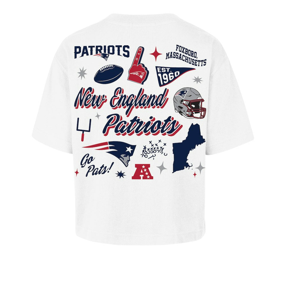 New England Patriots '47 Women's Collage Script Reed City T-Shirt White | 47 brand
