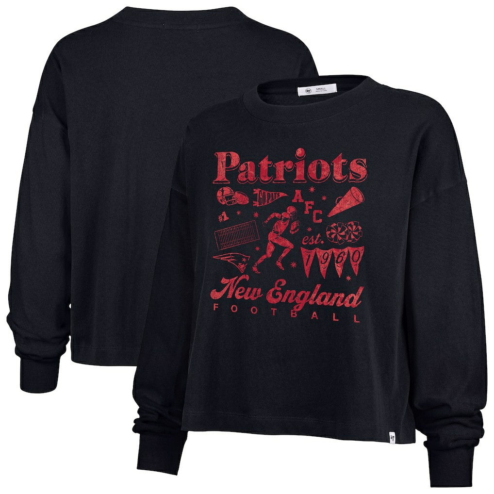 New England Patriots '47 Women's Team Collage Sydney Long Sleeve T-Shirt Navy | 47 brand