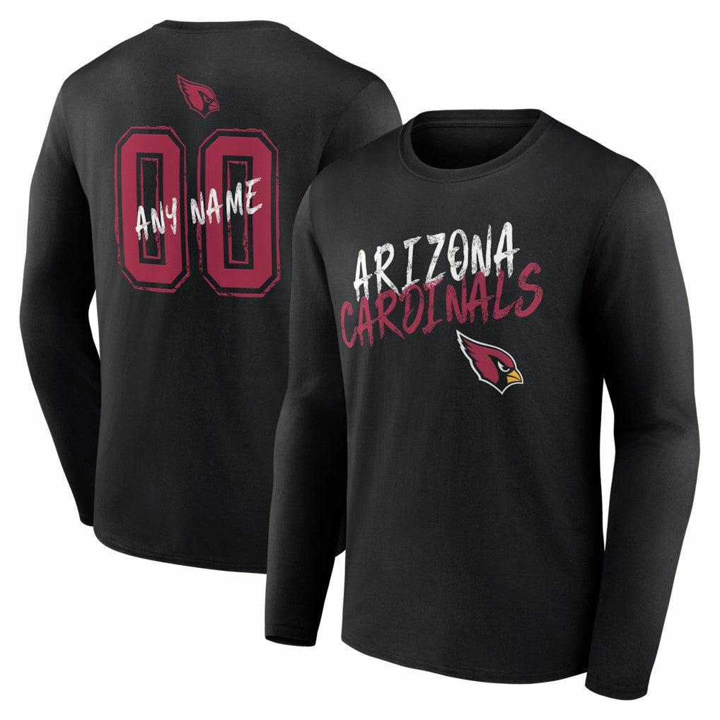 Arizona Cardinals Hustle Personalized Name & Number Long Sleeve T-Shirt Black | NFL