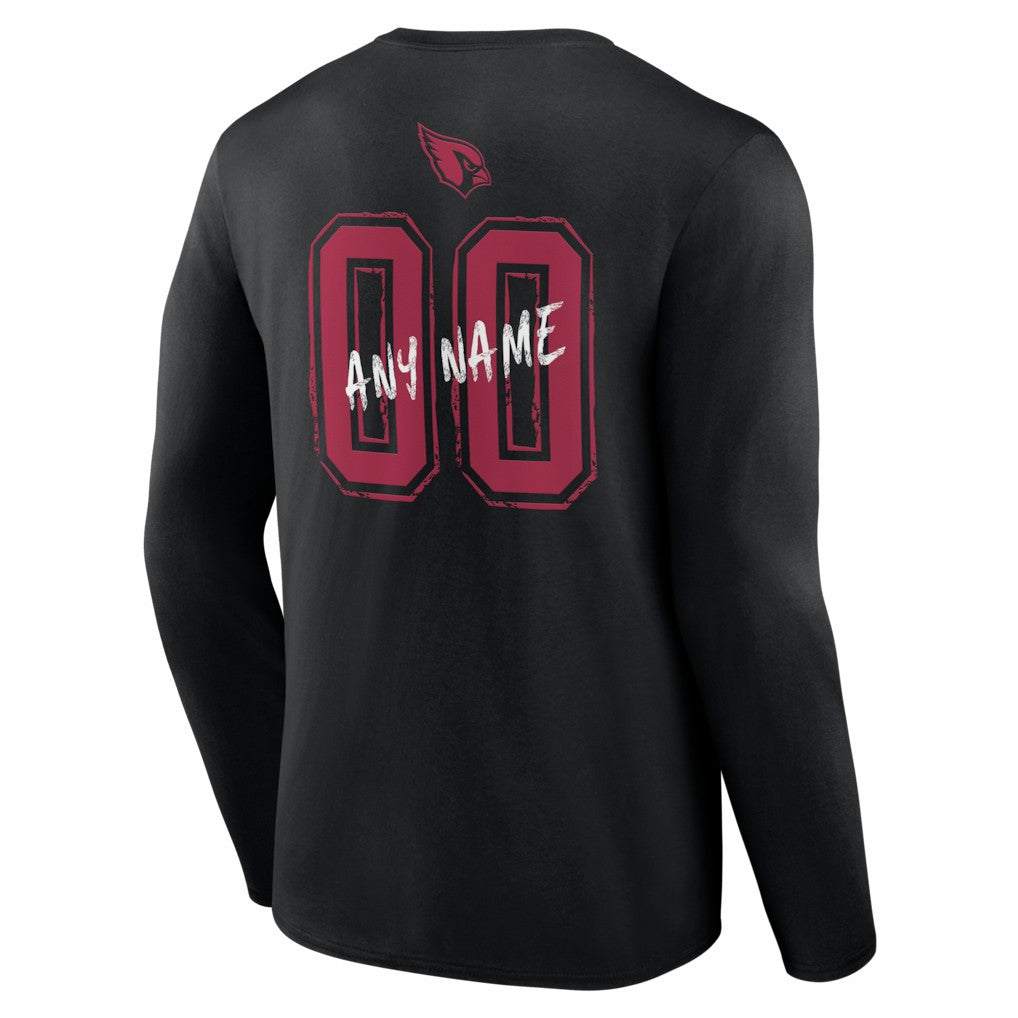 Arizona Cardinals Hustle Personalized Name & Number Long Sleeve T-Shirt Black | NFL