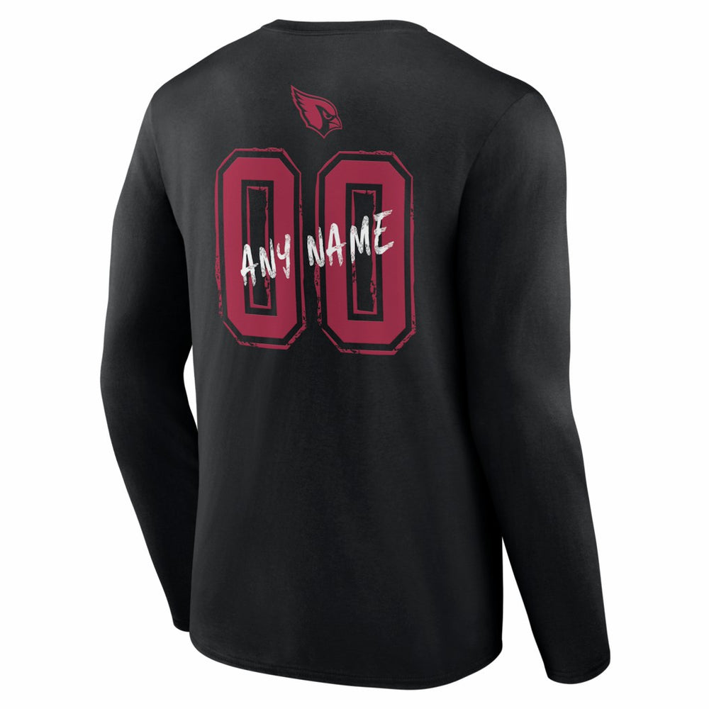 Arizona Cardinals Hustle Personalized Name & Number Long Sleeve T-Shirt Black | NFL