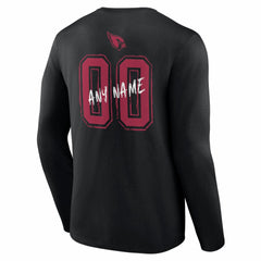 Arizona Cardinals Hustle Personalized Name & Number Long Sleeve T-Shirt Black | NFL