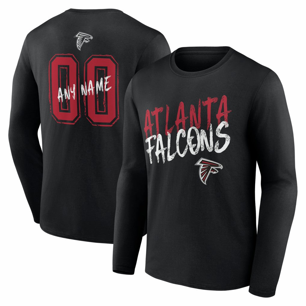 Atlanta Falcons Hustle Personalized Name & Number Long Sleeve T-Shirt Black | NFL