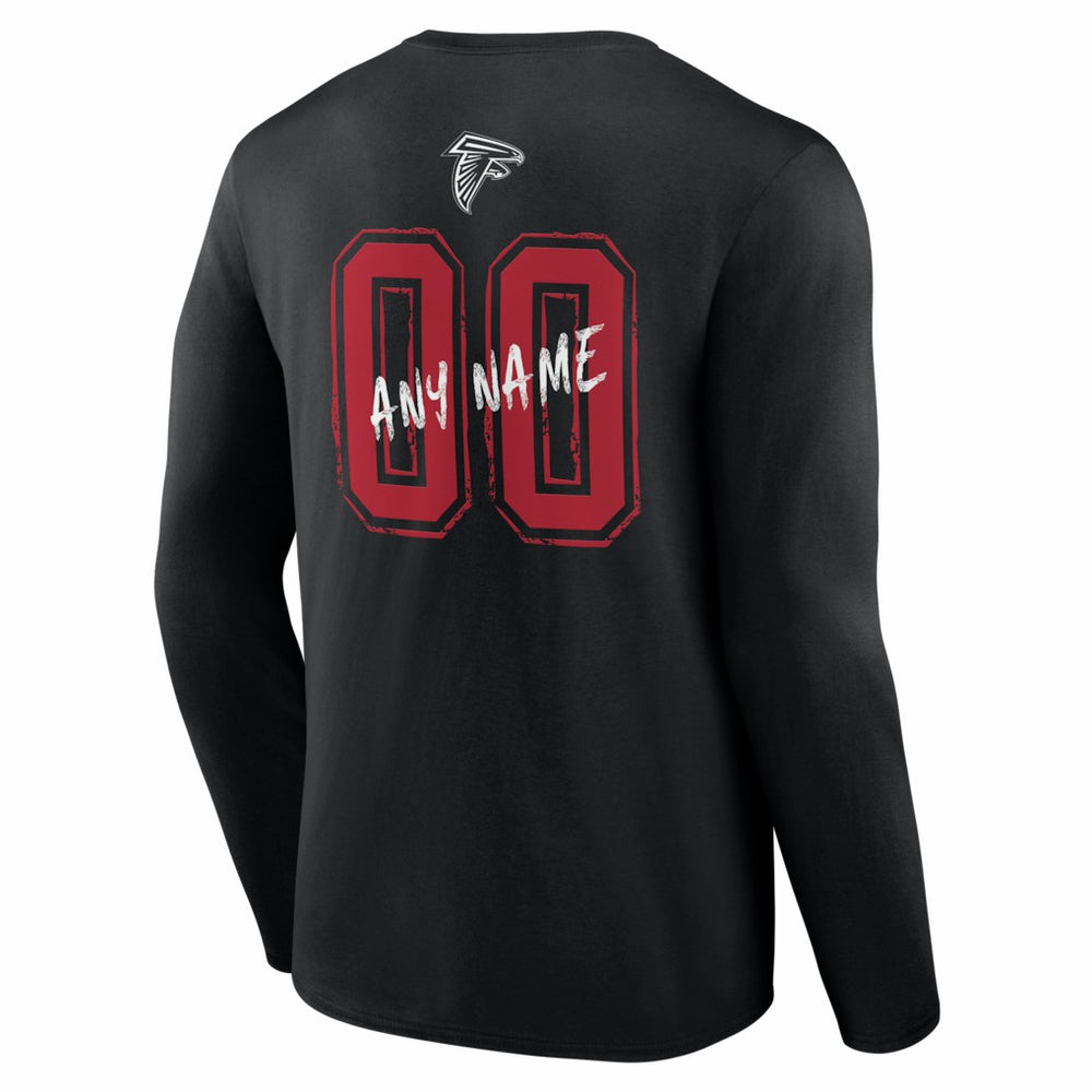 Atlanta Falcons Hustle Personalized Name & Number Long Sleeve T-Shirt Black | NFL