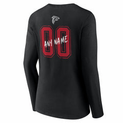 Atlanta Falcons Women's Hustle Personalized Name & Number Long Sleeve V-Neck T-Shirt Black | NFL