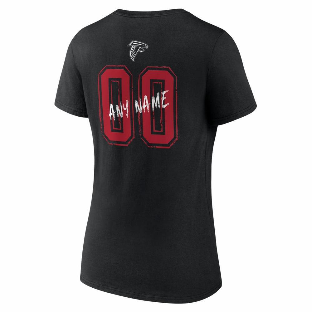 Atlanta Falcons Women's Hustle Personalized Name & Number V-Neck T-Shirt Black | NFL