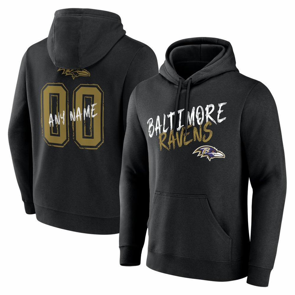 Baltimore Ravens Hustle Personalized Name & Number Hoodie Black | NFL