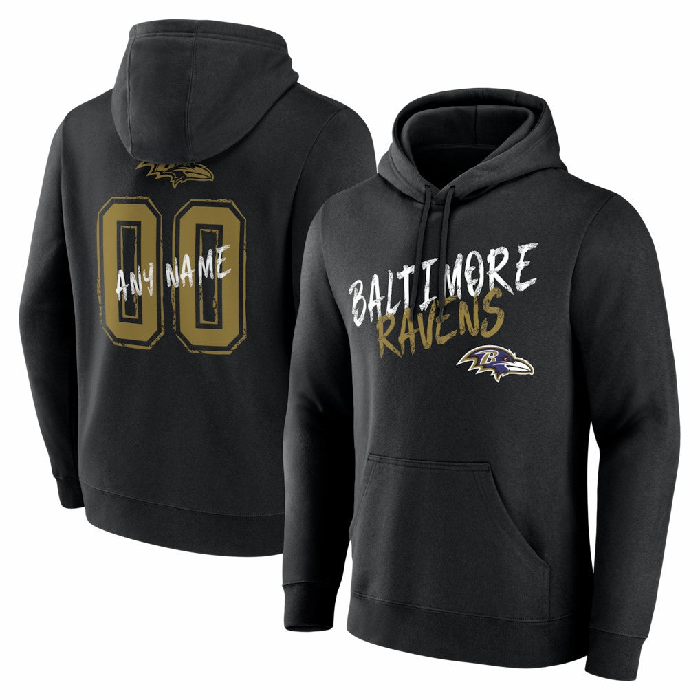 Baltimore Ravens Hustle Personalized Name & Number Hoodie Black | NFL