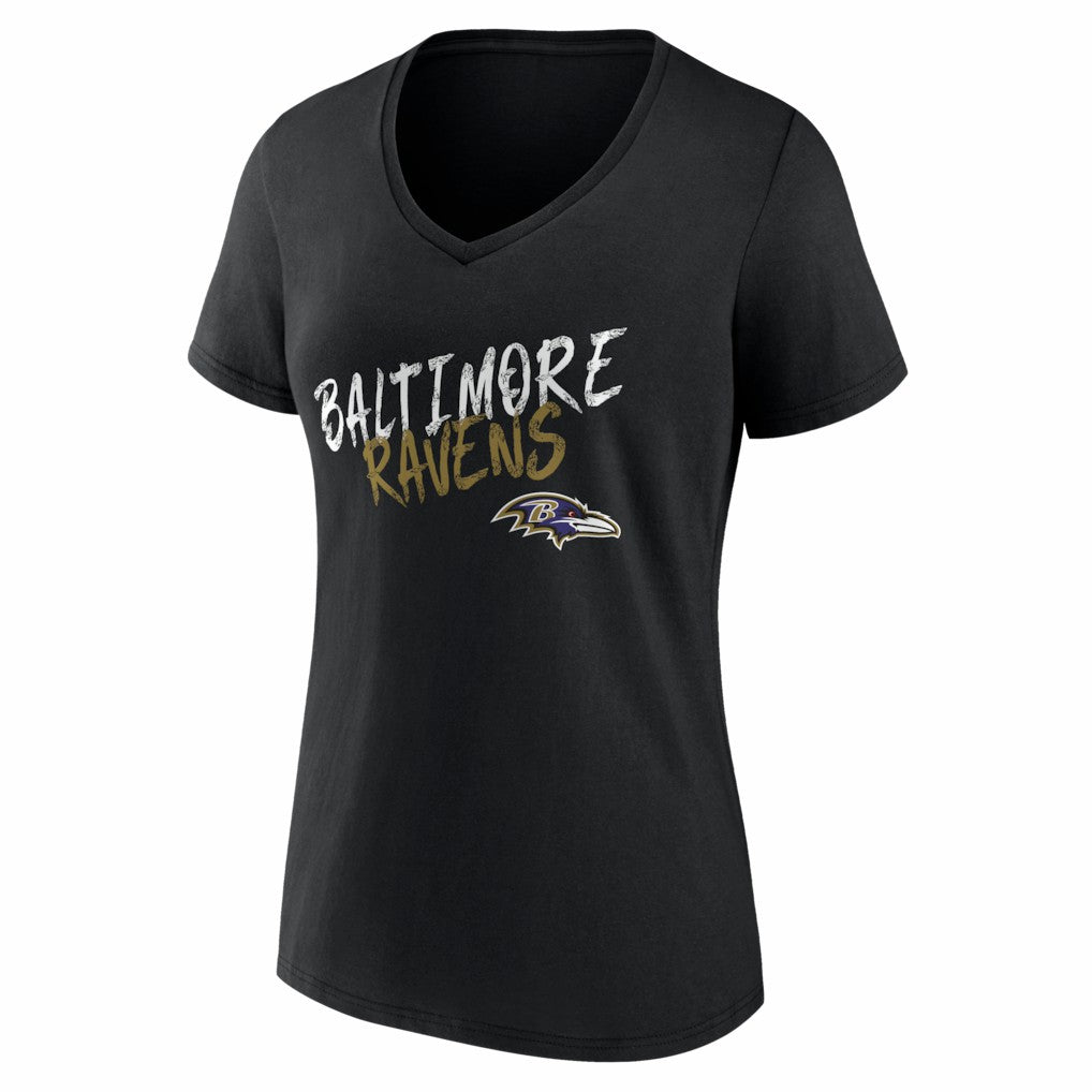Baltimore Ravens Women's Hustle Personalized Name & Number V-Neck T-Shirt Black | NFL