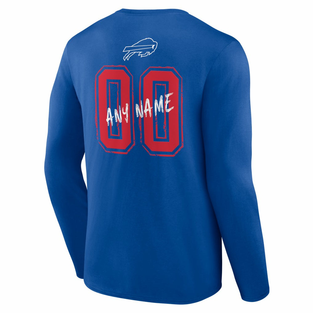 Buffalo Bills Hustle Personalized Name & Number Long Sleeve T-Shirt Royal | NFL