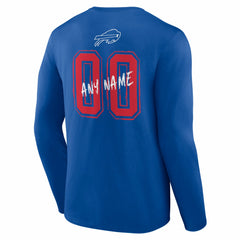 Buffalo Bills Hustle Personalized Name & Number Long Sleeve T-Shirt Royal | NFL