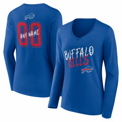 Buffalo Bills Women's Hustle Personalized Name & Number Long Sleeve V-Neck T-Shirt Royal | NFL
