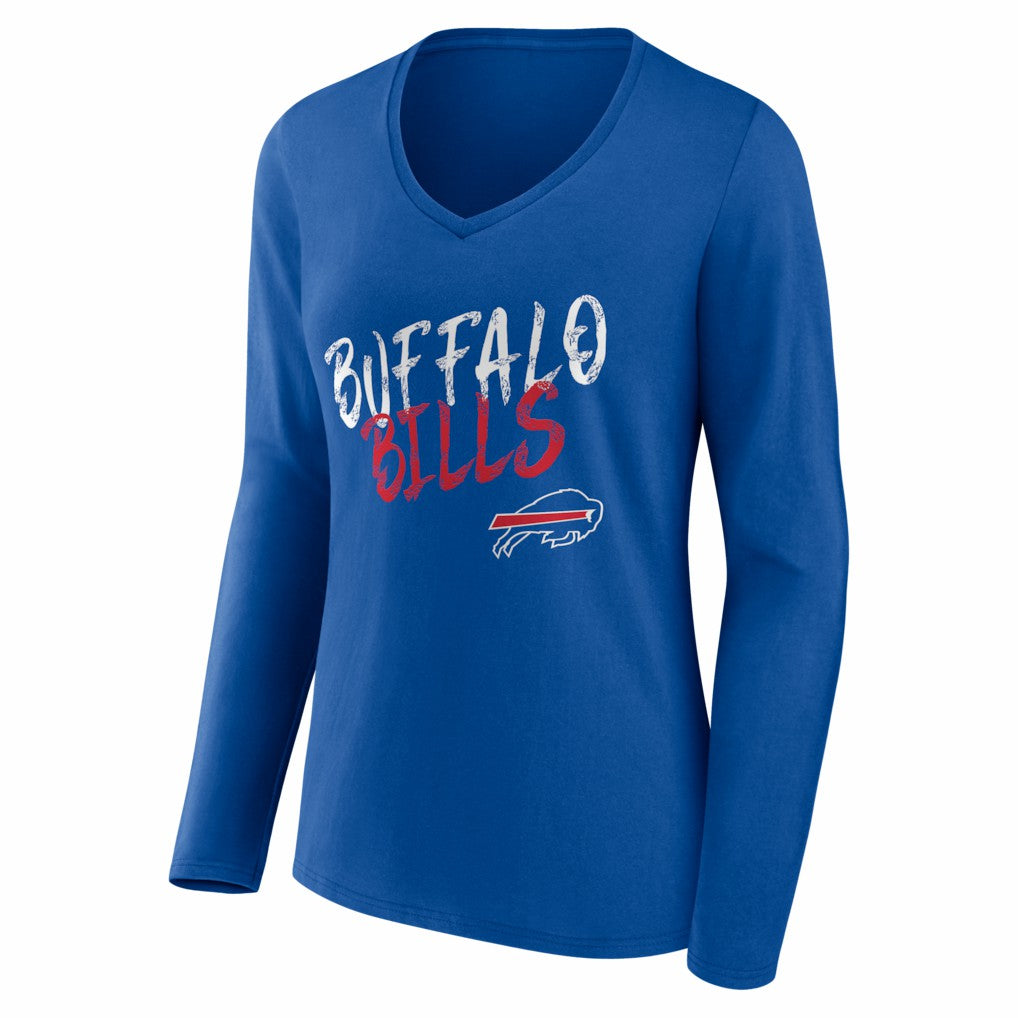 Buffalo Bills Women's Hustle Personalized Name & Number Long Sleeve V-Neck T-Shirt Royal | NFL