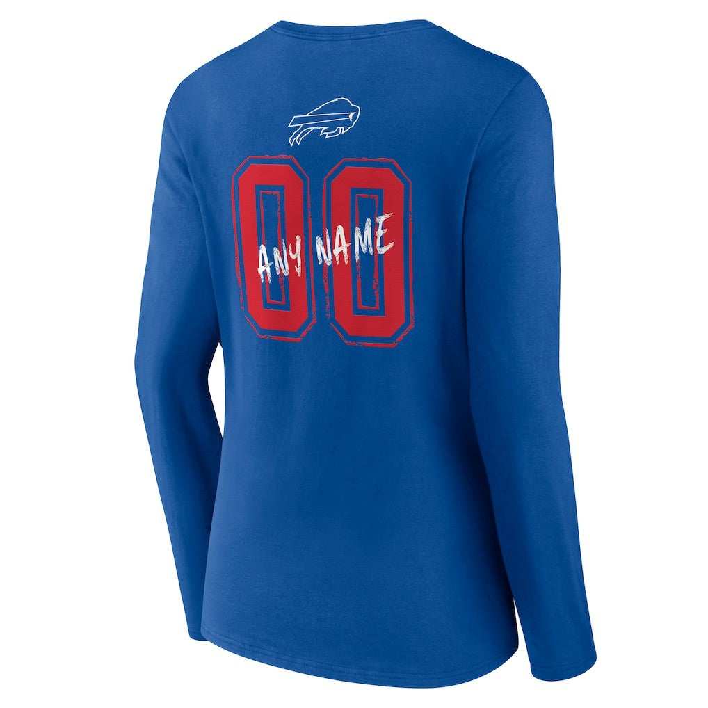 Buffalo Bills Women's Hustle Personalized Name & Number Long Sleeve V-Neck T-Shirt Royal | NFL