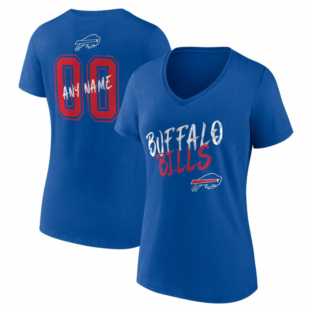 Buffalo Bills Women's Hustle Personalized Name & Number V-Neck T-Shirt Royal | NFL
