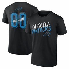 Carolina Panthers Hustle Personalized Name & Number T-Shirt Black | NFL