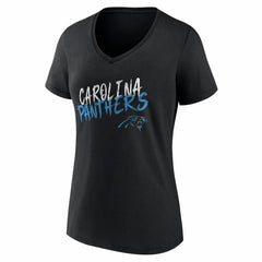 Carolina Panthers Women's Hustle Personalized Name & Number V-Neck T-Shirt Black | NFL