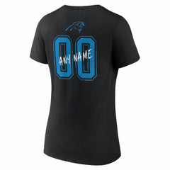 Carolina Panthers Women's Hustle Personalized Name & Number V-Neck T-Shirt Black | NFL