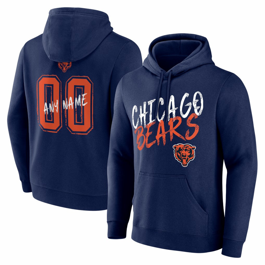Chicago Bears Hustle Personalized Name & Number Hoodie Navy | NFL