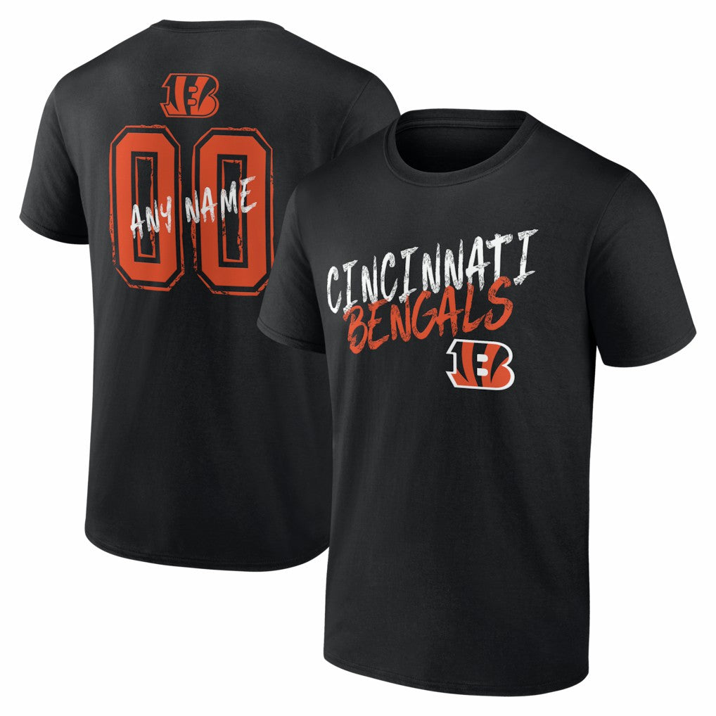 Cincinnati Bengals Hustle Personalized Name & Number T-Shirt Black | NFL