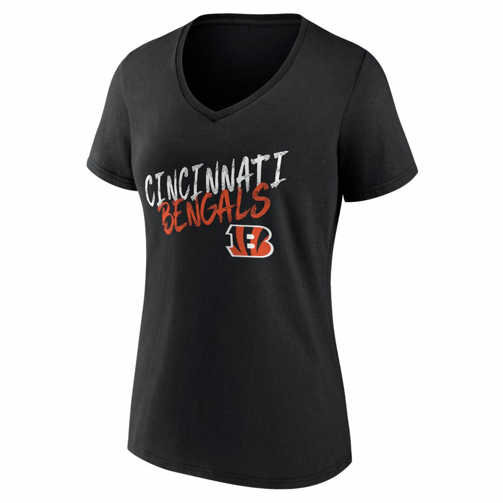Cincinnati Bengals Women's Hustle Personalized Name & Number V-Neck T-Shirt Black | NFL