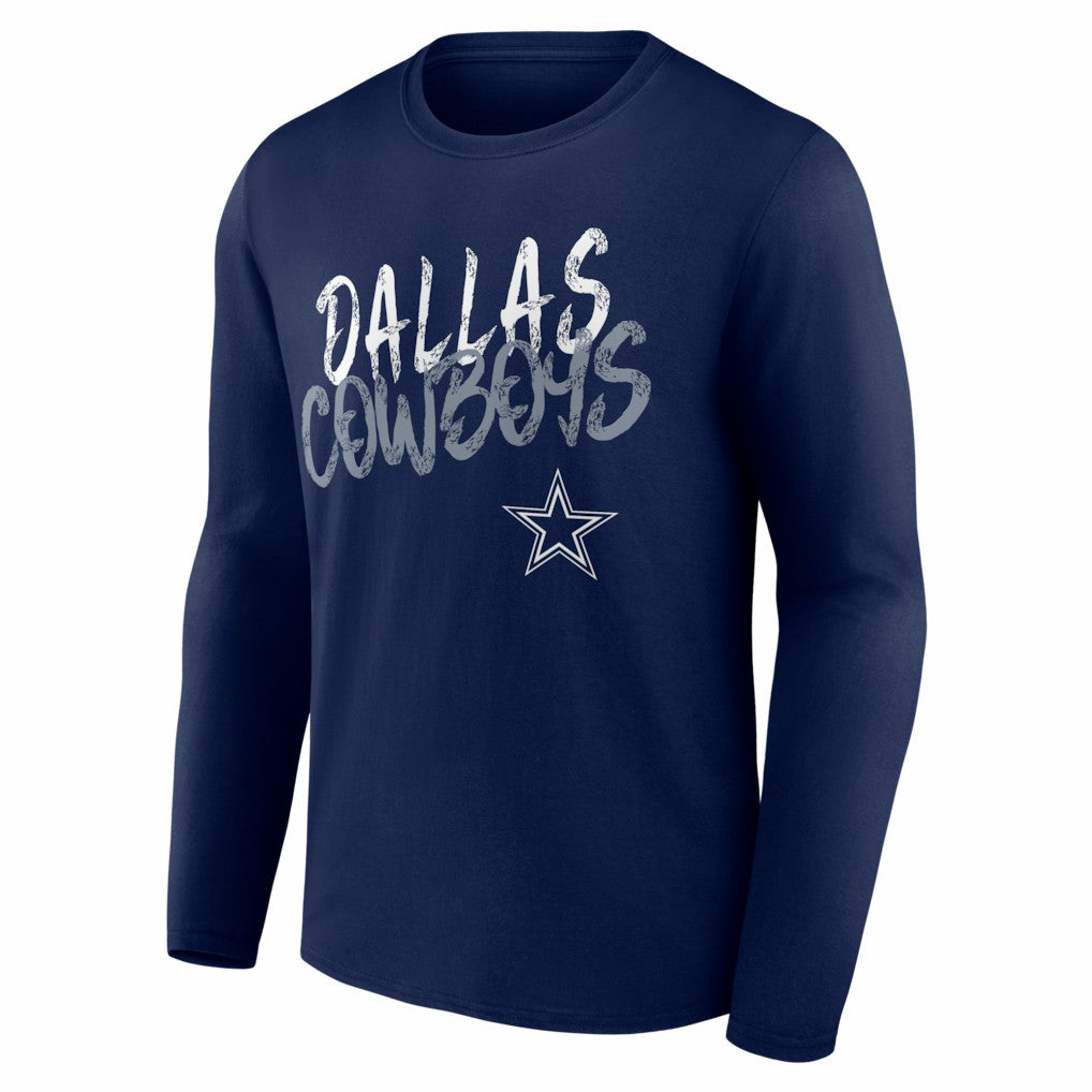 Dallas Cowboys Hustle Personalized Name & Number Long Sleeve T-Shirt Navy | NFL