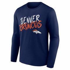 Denver Broncos Hustle Personalized Name & Number Long Sleeve T-Shirt Navy | NFL
