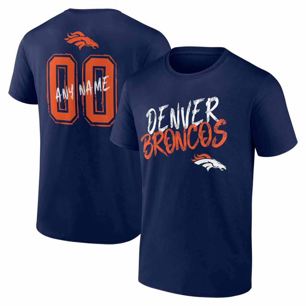 Denver Broncos Hustle Personalized Name & Number T-Shirt Navy | NFL