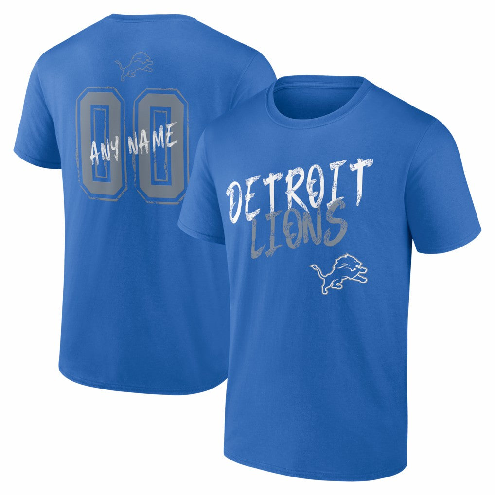 Detroit Lions Hustle Personalized Name & Number T-Shirt Blue | NFL