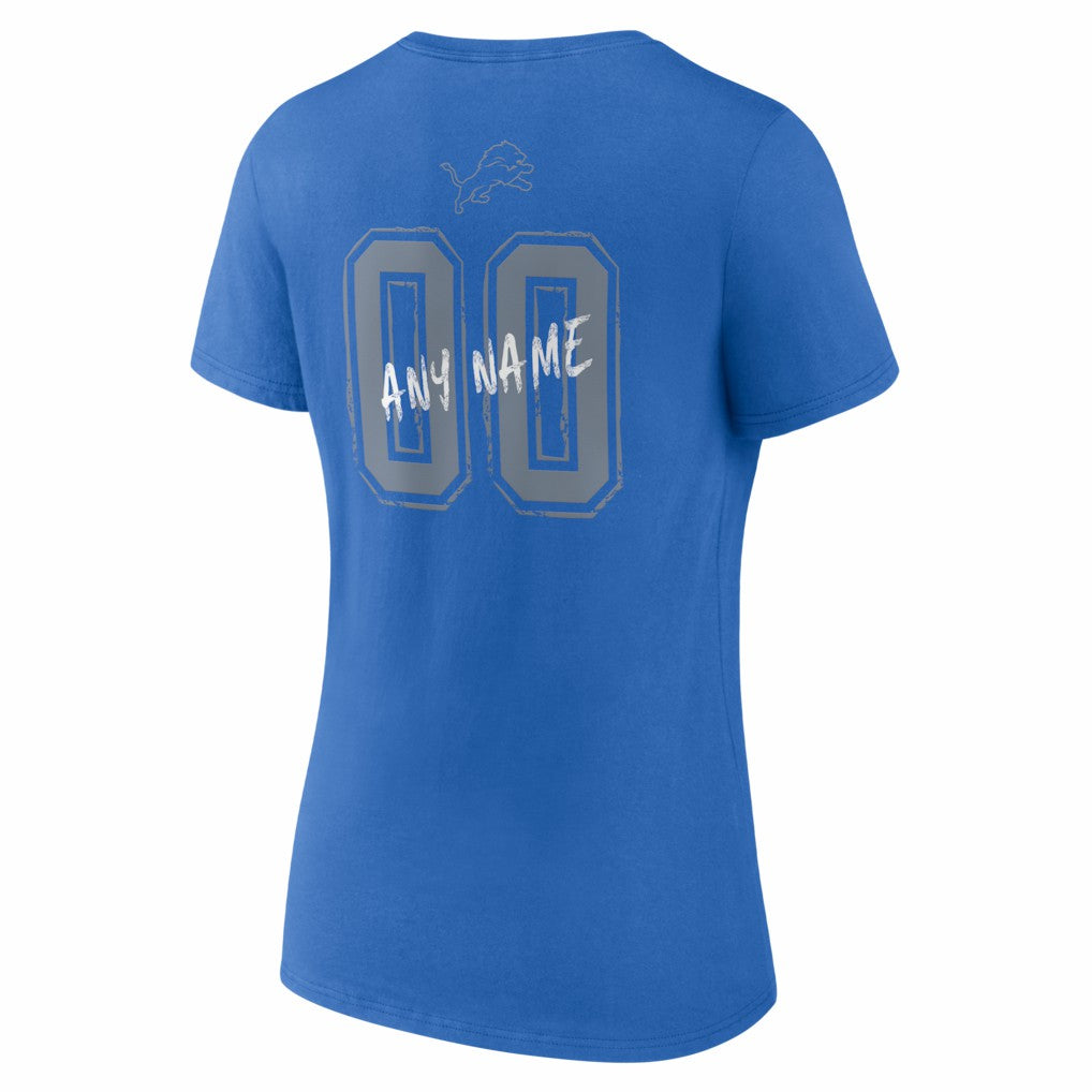 Detroit Lions Women's Hustle Personalized Name & Number V-Neck T-Shirt Blue | NFL