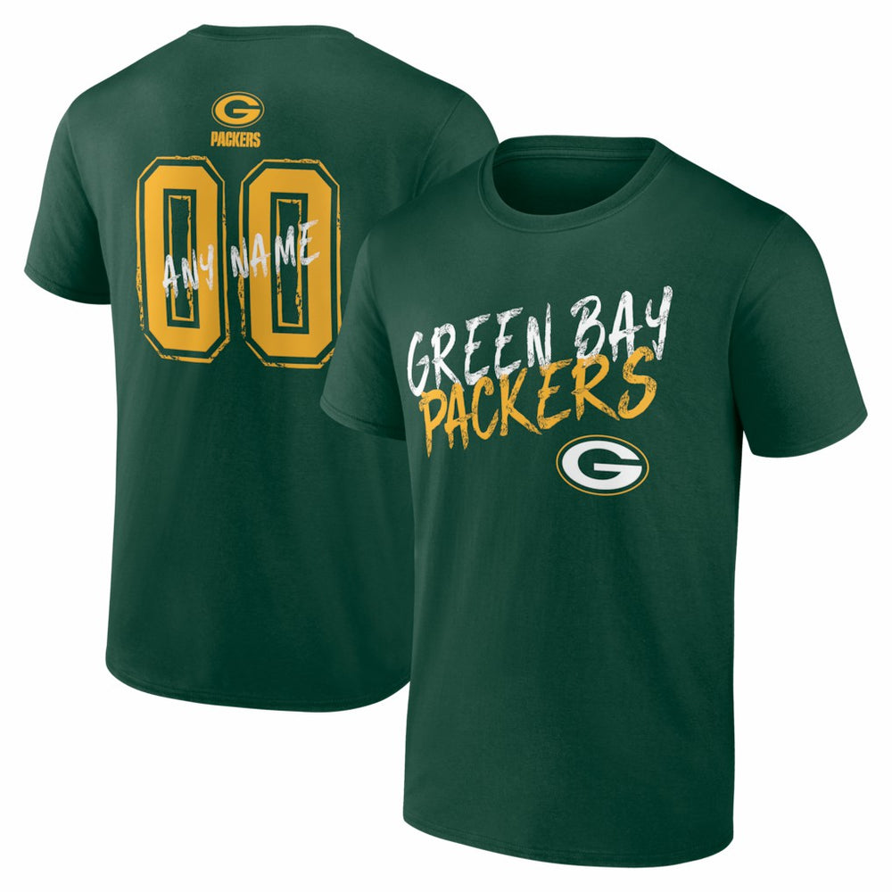 Green Bay Packers Hustle Personalized Name & Number T-Shirt Green | NFL