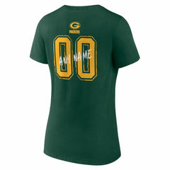 Green Bay Packers Women's Hustle Personalized Name & Number V-Neck T-Shirt Green | NFL
