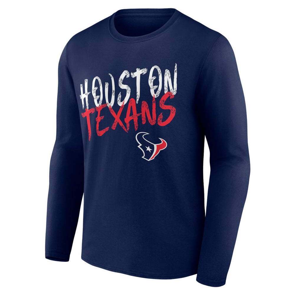 Houston Texans Hustle Personalized Name & Number Long Sleeve T-Shirt Navy | NFL