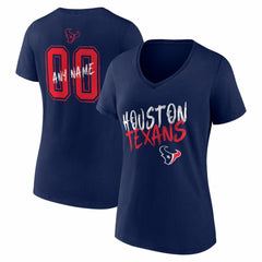 Houston Texans Women's Hustle Personalized Name & Number V-Neck T-Shirt Navy | NFL