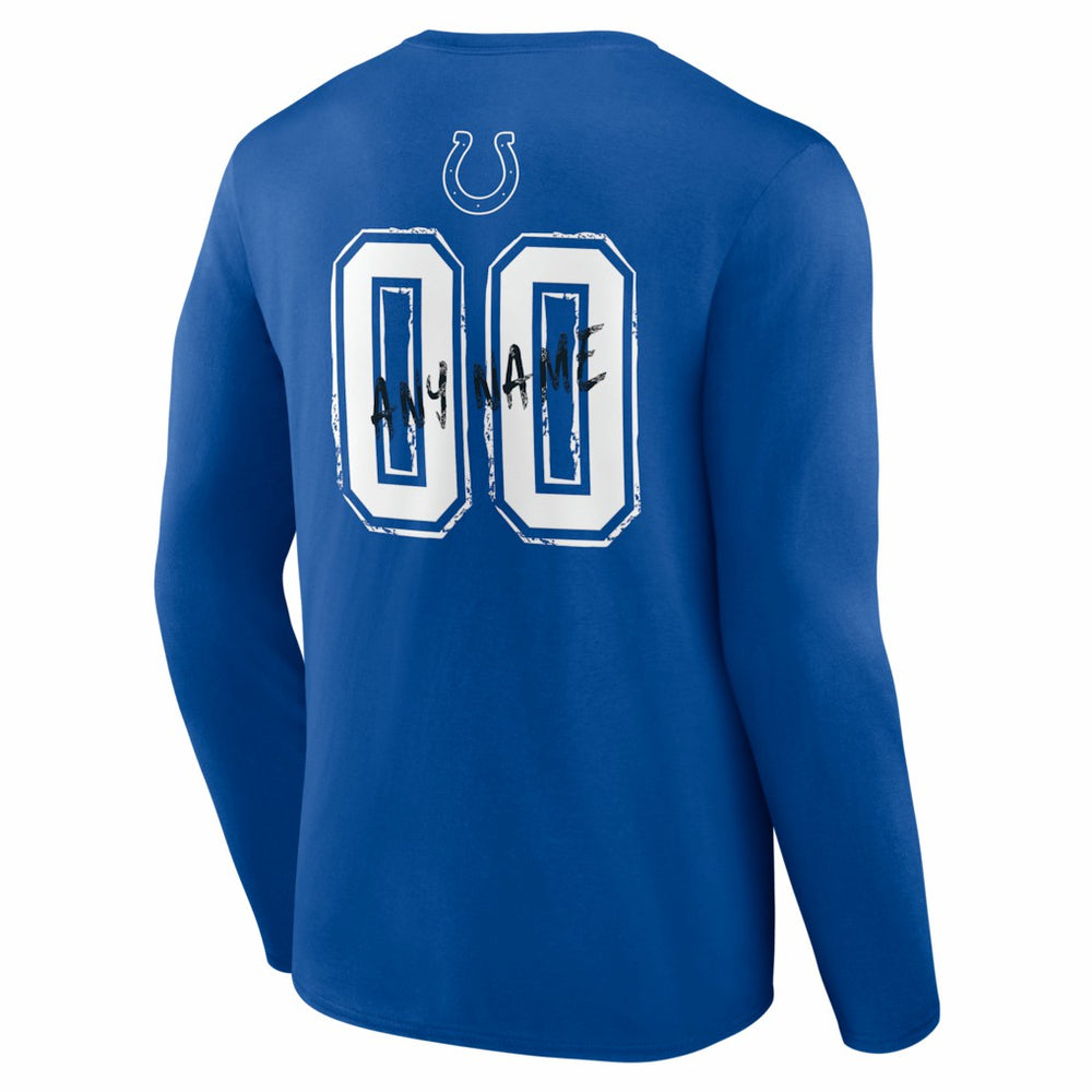 Indianapolis Colts Hustle Personalized Name & Number Long Sleeve T-Shirt Royal | NFL