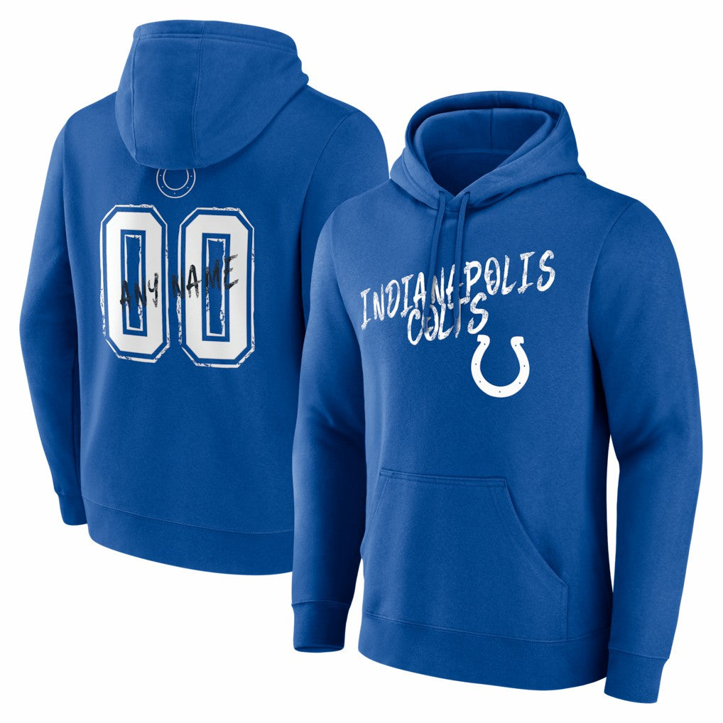 Indianapolis Colts Hustle Personalized Name & Number Hoodie Royal | NFL