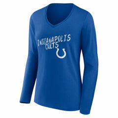 Indianapolis Colts Women's Hustle Personalized Name & Number Long Sleeve V-Neck T-Shirt Royal | NFL